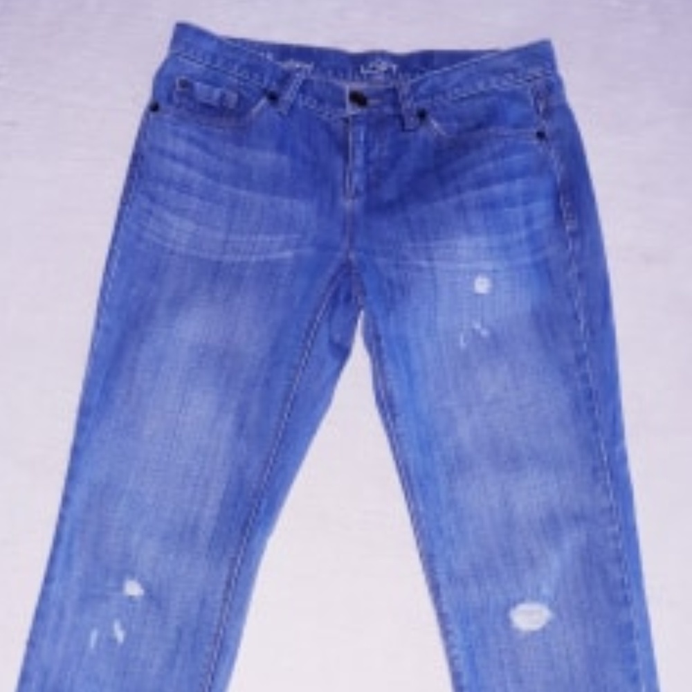 ANN Taylor LOFT DISTRESSED boyfriends jeans sz 0 - Picture 3 of 5